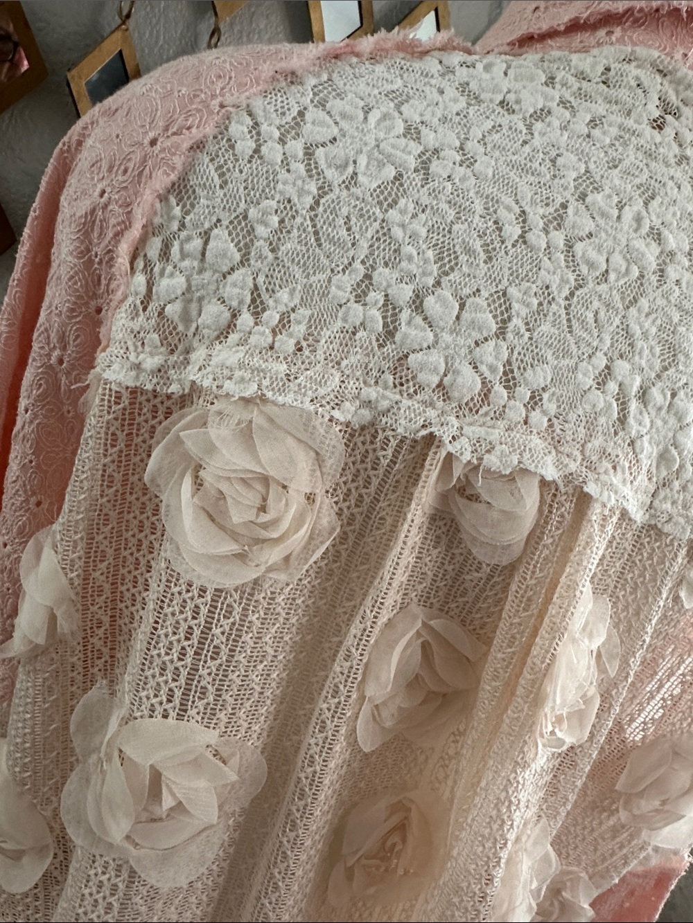 POL Lace Patchwork Pearl Embellished Floral Button Up Jacket - Picture 9 of 10